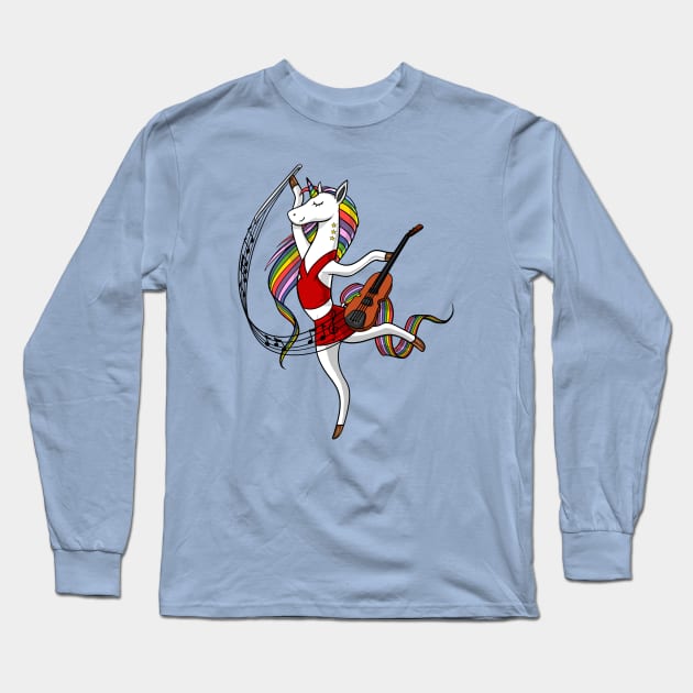 Unicorn Playing Violin Long Sleeve T-Shirt by underheaven